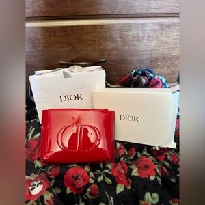 Dior 2026 Lunar New Year Red Cosmetic Pouch With Box and Gift Bag